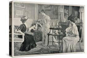 An Edwardian Lady Is 'At Home' to Her Friends-null-Stretched Canvas