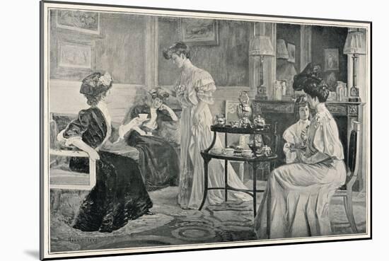 An Edwardian Lady Is 'At Home' to Her Friends-null-Mounted Art Print