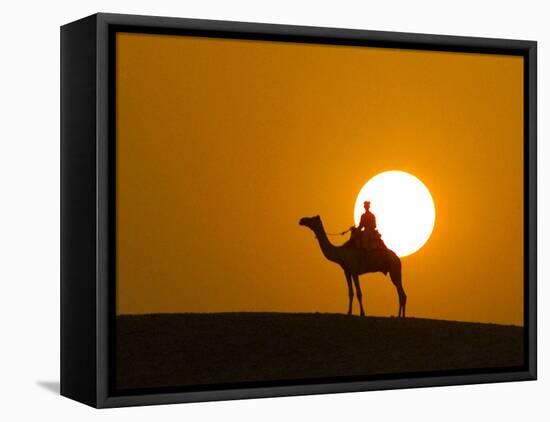 An Egyptian Policeman Looks at the Setting Sun-null-Framed Stretched Canvas