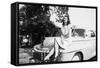 An Eighteen Year Old Woman Poses on the Hood Her Car, Ca. 1947-null-Framed Stretched Canvas