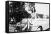An Eighteen Year Old Woman Poses on the Hood Her Car, Ca. 1947-null-Framed Stretched Canvas