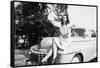 An Eighteen Year Old Woman Poses on the Hood Her Car, Ca. 1947-null-Framed Stretched Canvas