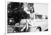 An Eighteen Year Old Woman Poses on the Hood Her Car, Ca. 1947-null-Framed Photographic Print