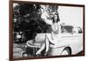 An Eighteen Year Old Woman Poses on the Hood Her Car, Ca. 1947-null-Framed Photographic Print