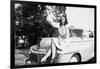 An Eighteen Year Old Woman Poses on the Hood Her Car, Ca. 1947-null-Framed Photographic Print