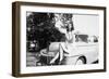 An Eighteen Year Old Woman Poses on the Hood Her Car, Ca. 1947-null-Framed Photographic Print