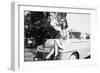 An Eighteen Year Old Woman Poses on the Hood Her Car, Ca. 1947-null-Framed Photographic Print