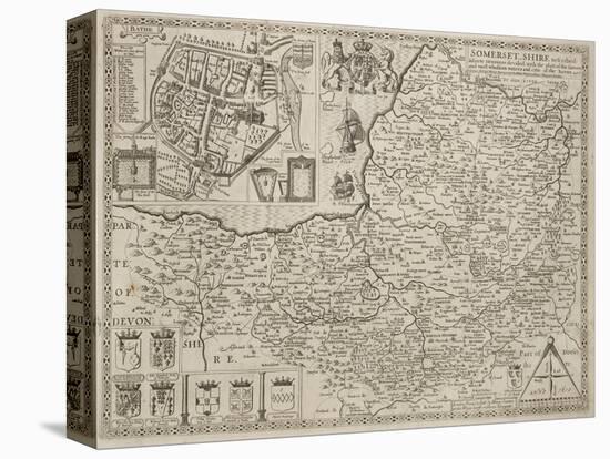 An Eighteenth-century Map Of Somersetshire-J. Speed-Stretched Canvas