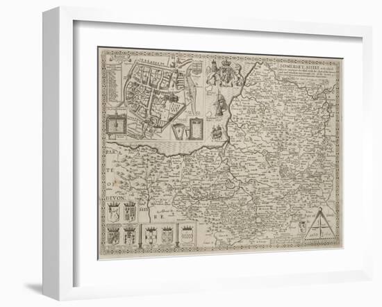 An Eighteenth-century Map Of Somersetshire-J. Speed-Framed Giclee Print