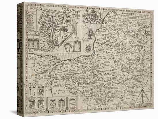 An Eighteenth-century Map Of Somersetshire-J. Speed-Stretched Canvas