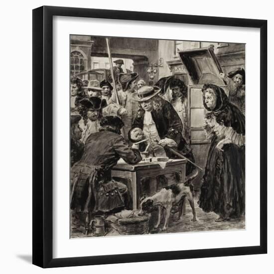 An Eighteenth Century Pawnbroker and His Customers-C.l. Doughty-Framed Giclee Print