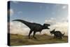 An Einiosaurus Is Confronted by a Tyrannosaurus Rex-null-Stretched Canvas