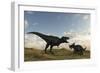 An Einiosaurus Is Confronted by a Tyrannosaurus Rex-null-Framed Premium Giclee Print