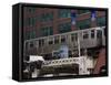 An El Train on the Elevated Train System, Chicago, Illinois, USA-Amanda Hall-Framed Stretched Canvas