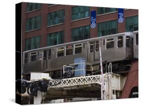 An El Train on the Elevated Train System, Chicago, Illinois, USA-Amanda Hall-Stretched Canvas