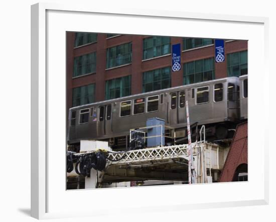 An El Train on the Elevated Train System, Chicago, Illinois, USA-Amanda Hall-Framed Photographic Print