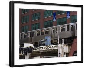 An El Train on the Elevated Train System, Chicago, Illinois, USA-Amanda Hall-Framed Photographic Print