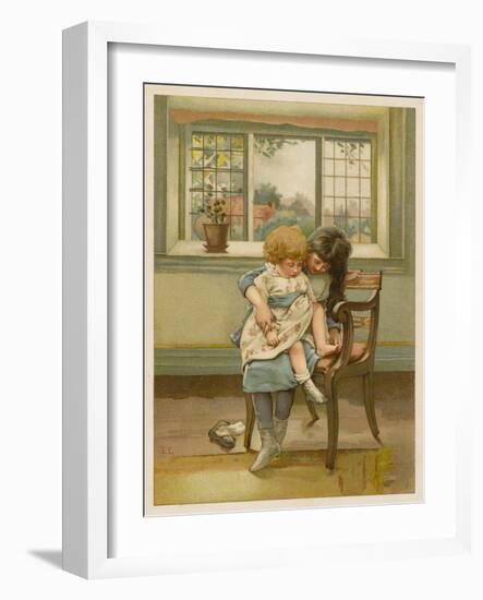 An Elder Sister Tells Her Younger Sister the Well-Known Story of the Little Piggy-Lizzie Lawson-Framed Art Print