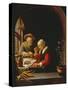 An Elderly Couple Eating-Frans Van Mieris-Stretched Canvas