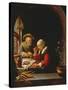 An Elderly Couple Eating-Frans Van Mieris-Stretched Canvas
