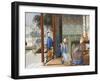 An Elderly Gentleman Listening to a Flautist in an Interior, Chinese School, Mid 19th Century-null-Framed Giclee Print