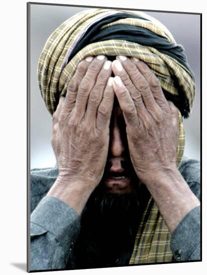 An Elderly Kashmiri Man Finishes Praying on the Outskirts of Balakot, Pakistan-null-Mounted Photographic Print