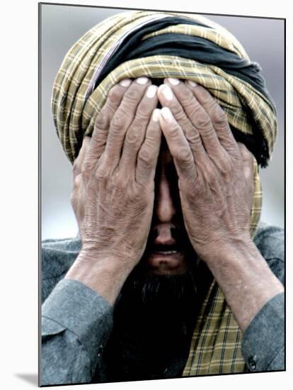 An Elderly Kashmiri Man Finishes Praying on the Outskirts of Balakot, Pakistan-null-Mounted Photographic Print