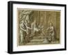 An Elderly King, Enthroned with Attendants in an Architectural Setting, and a Youth Pouring from…-Pietro Da Cortona-Framed Giclee Print