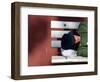 An Elderly Man Sleeps on a Bench Near Beijing's Tiananmen Square-null-Framed Photographic Print