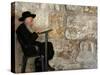 An Elderly Ultra-Orthodox Jew Prays at the Western Wall Plaza-null-Stretched Canvas