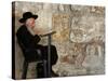 An Elderly Ultra-Orthodox Jew Prays at the Western Wall Plaza-null-Stretched Canvas