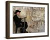 An Elderly Ultra-Orthodox Jew Prays at the Western Wall Plaza-null-Framed Premium Photographic Print