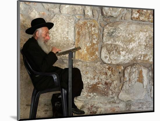 An Elderly Ultra-Orthodox Jew Prays at the Western Wall Plaza-null-Mounted Photographic Print
