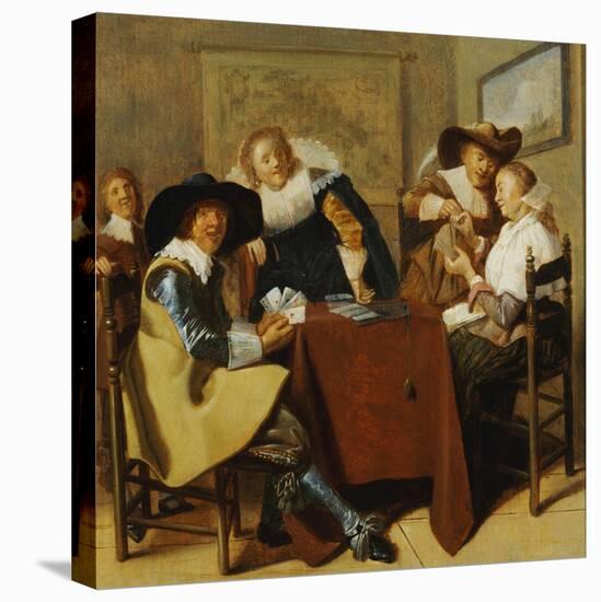 An Elegant Card Party-Dirck Hals-Stretched Canvas