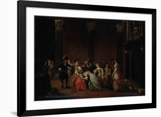 An Elegant Company in an Interior with a Matrimonial Dispute-Hieronymus Janssens-Framed Giclee Print