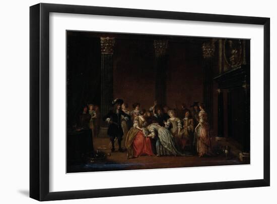 An Elegant Company in an Interior with a Matrimonial Dispute-Hieronymus Janssens-Framed Giclee Print