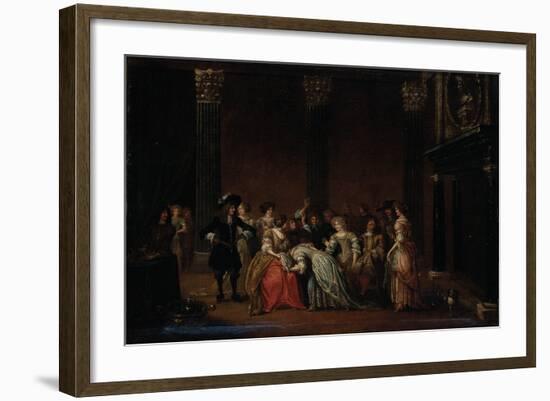 An Elegant Company in an Interior with a Matrimonial Dispute-Hieronymus Janssens-Framed Giclee Print