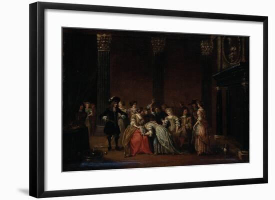 An Elegant Company in an Interior with a Matrimonial Dispute-Hieronymus Janssens-Framed Giclee Print