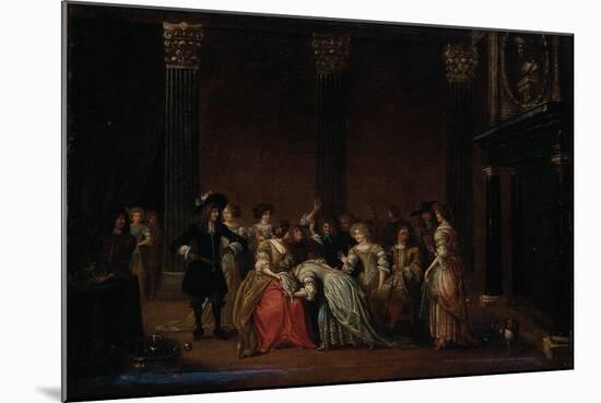 An Elegant Company in an Interior with a Matrimonial Dispute-Hieronymus Janssens-Mounted Giclee Print