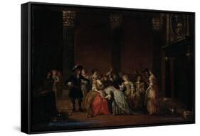 An Elegant Company in an Interior with a Matrimonial Dispute-Hieronymus Janssens-Framed Stretched Canvas