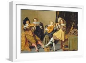 An Elegant Company Playing Music in an Interior-Dirck Hals-Framed Giclee Print