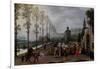 An Elegant Company Promenading outside a Palace, 16Th-17Th Century (Oil on Canvas)-Sebastian Vrancx-Framed Giclee Print