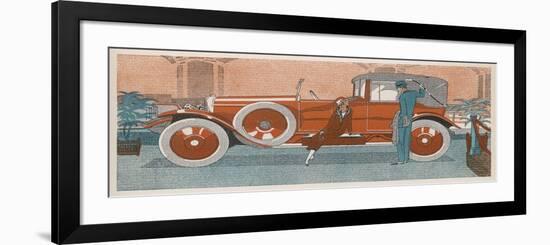 An Elegant Couple and Their Smart New Renault Car-Jean Grangier-Framed Premium Giclee Print