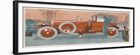 An Elegant Couple and Their Smart New Renault Car-Jean Grangier-Framed Premium Giclee Print