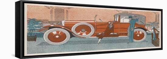 An Elegant Couple and Their Smart New Renault Car-Jean Grangier-Framed Stretched Canvas