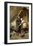 An Elegant Couple Feeding Chickens in a Courtyard-Giacomo Mantegazza-Framed Giclee Print