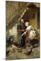 An Elegant Couple Feeding Chickens in a Courtyard-Giacomo Mantegazza-Mounted Giclee Print