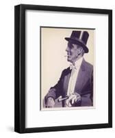 An Elegant Gentleman in Top Hat Smoking a Cigarette-null-Framed Art Print