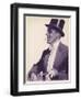 An Elegant Gentleman in Top Hat Smoking a Cigarette-null-Framed Art Print