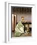 An Elegant Lady Admiring a Portfolio of Prints-Vittorio Reggianini-Framed Giclee Print